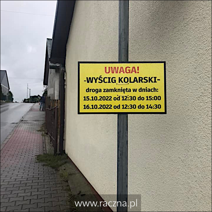 Małopolska Handbike Cup - Rączna 2022 - zamknięcie dróg