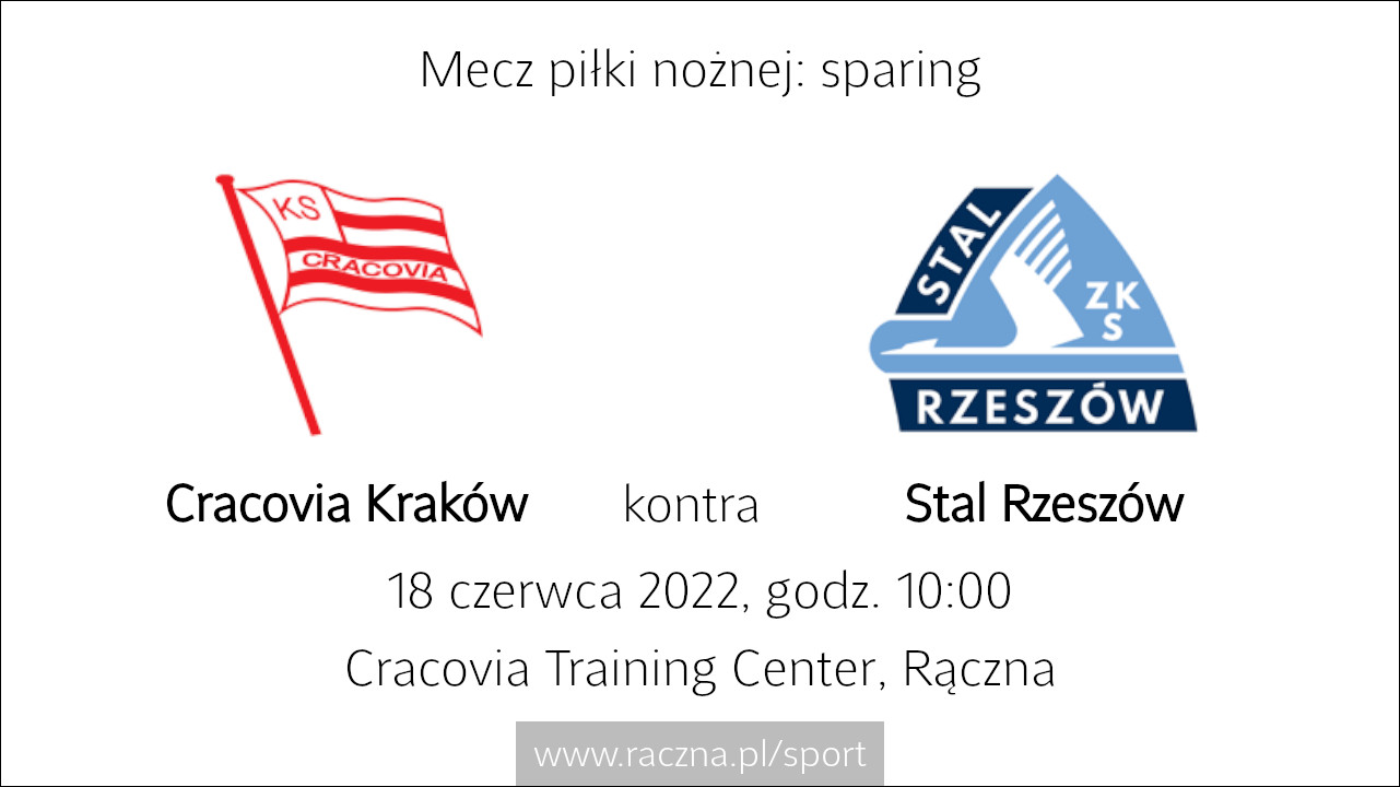 Mecz piłki nożnej - sparing - Cracovia Kraków kontra Stal Rzeszów - 18 czerwca 2022 - plakat