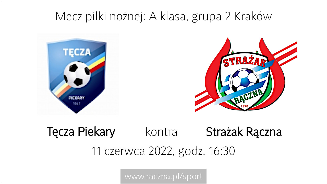Zapowiedź meczu piłki nożnej - A klasa grupa 2 Kraków - Tęcza Piekary kontra Strażak Rączna