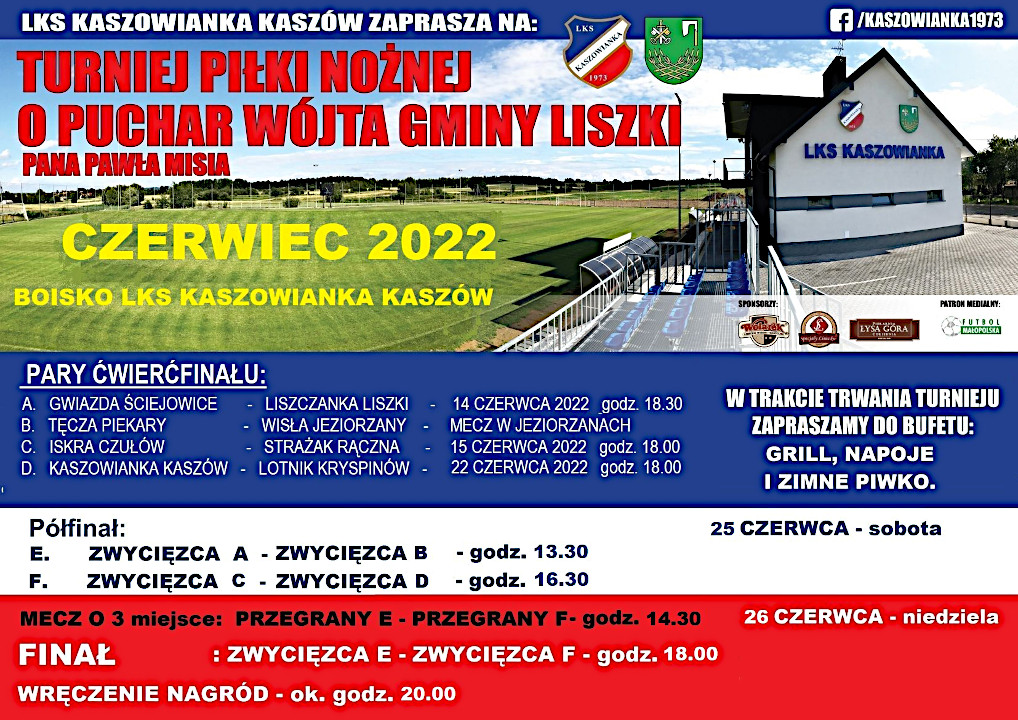 Turniej piłki nożnej o Puchar Wójta Gminy Liszki - plakat